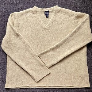 Eileen Fisher V-Neck Sweater in a soft celery shade.